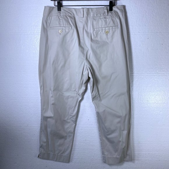 Talbots Women's Size 12 Cream Curvy Pants Career Straight Leg Trousers Cropped - Picture 3 of 9